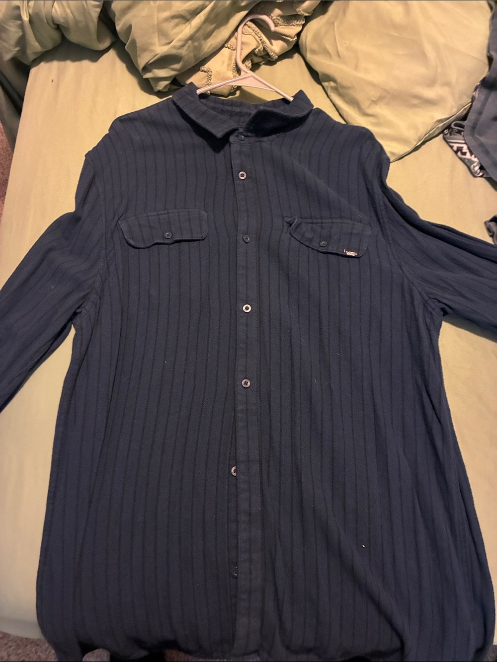 Vans Men's Navy Long-Sleeve Button-Up Shirt